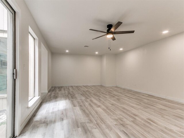 10125 N Pennsylvania Ave Unit 4, Oklahoma City, OK 73120 - unfurnished room featuring light wood finished floors, a ceiling fan, recessed lighting, and baseboards