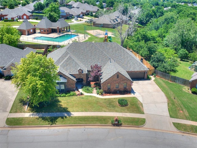 19609 Filly Dr, Edmond, OK 73003 - view from above of property with a pool