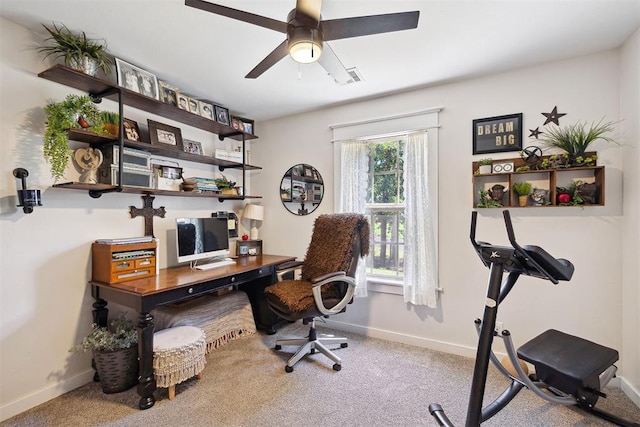 4706 Red Hawk St, Guthrie, OK 73044 - office with a ceiling fan, carpet floors, and baseboards