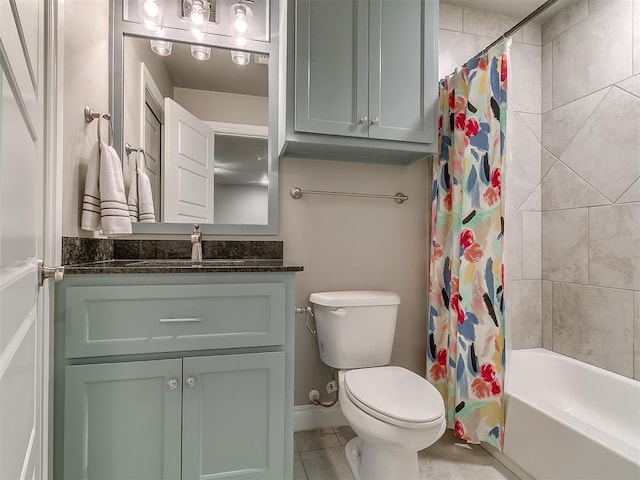 12801 Red Spruce Cir, Oklahoma City, OK 73142 - full bath with vanity, toilet, tile patterned flooring, and shower / tub combo