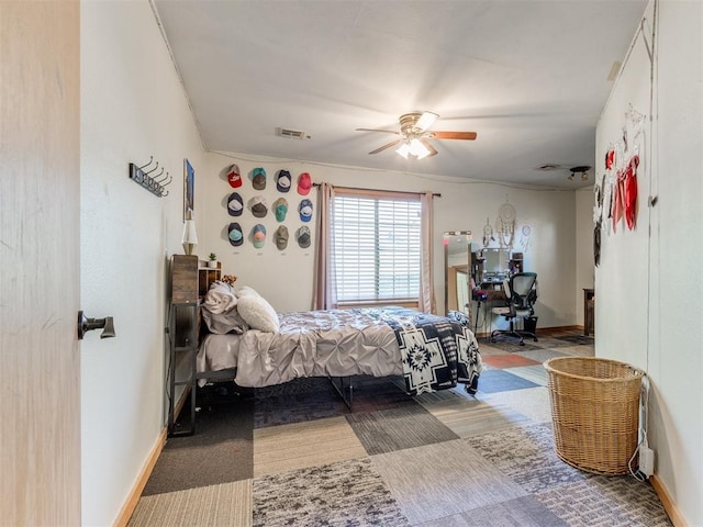 43 W Shore Dr, Arcadia, OK 73007 - bedroom featuring baseboards, a ceiling fan, and crown molding