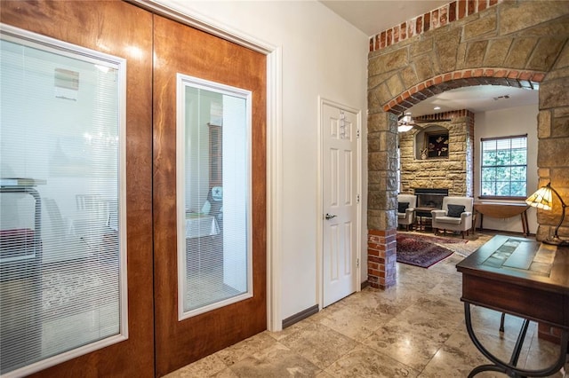 3417 Lyle Rd, Weatherford, OK 73096 - hall with french doors and arched walkways