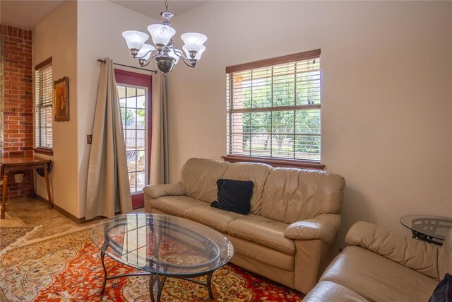 3417 Lyle Rd, Weatherford, OK 73096 - living area featuring a chandelier