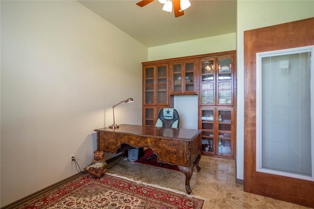 3417 Lyle Rd, Weatherford, OK 73096 - office featuring ceiling fan and lofted ceiling