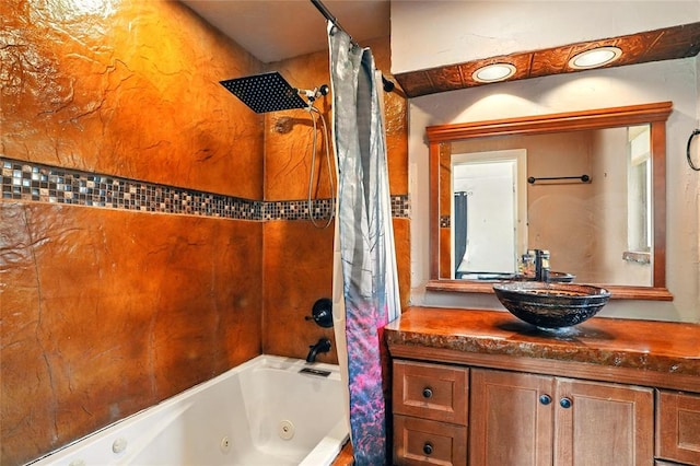 6005 NW Kingston Rd, Oklahoma City, OK 73122 - bathroom with a combined bath / shower with jetted tub and vanity