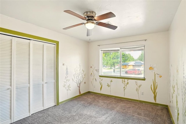 6005 NW Kingston Rd, Oklahoma City, OK 73122 - unfurnished bedroom featuring carpet floors, a closet, baseboards, and ceiling fan