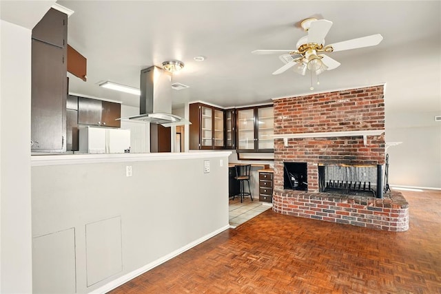 6005 Kingston Rd, Oklahoma City, OK 73122 - unfurnished living room with a ceiling fan and baseboards