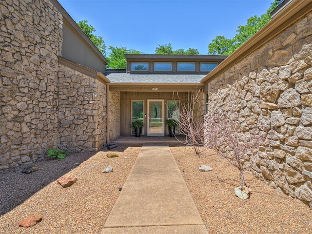 5101 Long Branch Ln, Edmond, OK 73034 - doorway to property with stone siding
