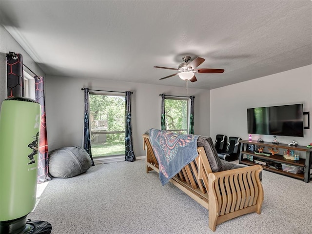 5101 Long Branch Ln, Edmond, OK 73034 - living area featuring carpet flooring and ceiling fan