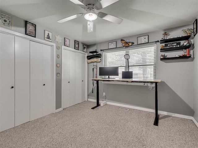 5101 Long Branch Ln, Edmond, OK 73034 - unfurnished office with a ceiling fan and carpet flooring