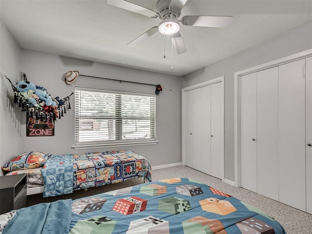 5101 Long Branch Ln, Edmond, OK 73034 - bedroom with multiple closets and a ceiling fan