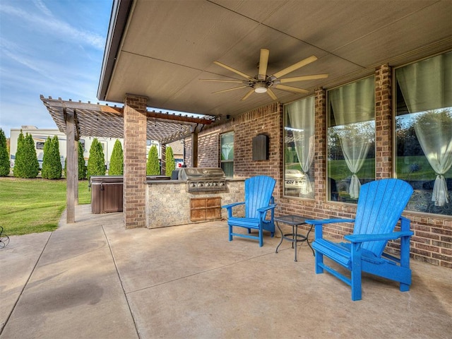 5608 Courtland Ln, Choctaw, OK 73020 - view of patio featuring a ceiling fan and a pergola