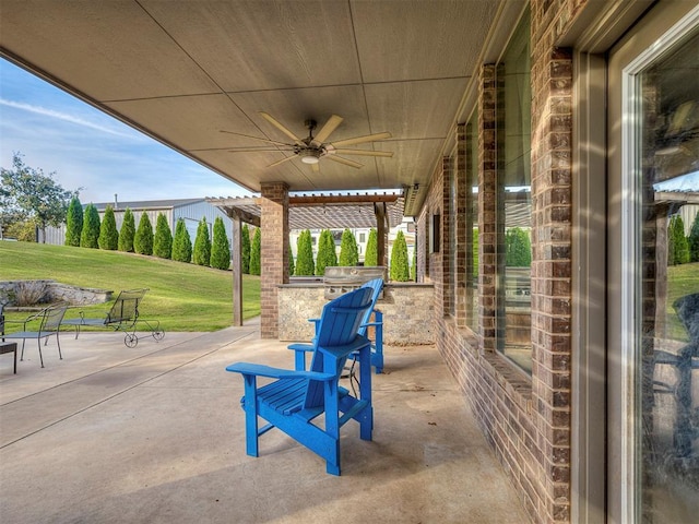 5608 Courtland Ln, Choctaw, OK 73020 - view of patio featuring area for grilling and a ceiling fan