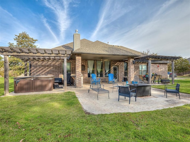 5608 Courtland Ln, Choctaw, OK 73020 - view of patio / terrace featuring a hot tub and a pergola