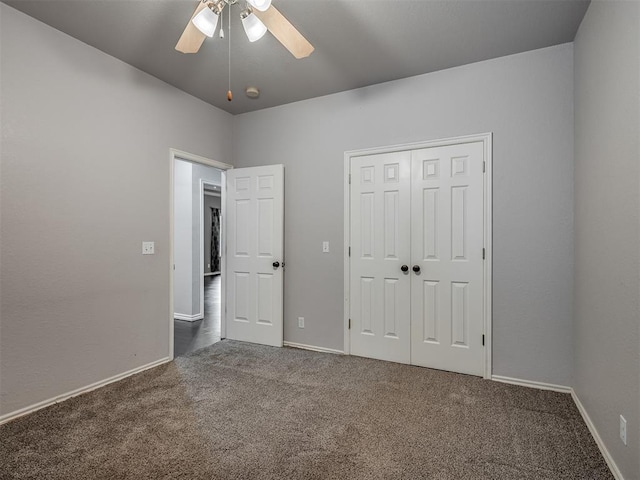 4033 NE 138th St, Edmond, OK 73013 - unfurnished bedroom with carpet, a closet, a ceiling fan, and baseboards