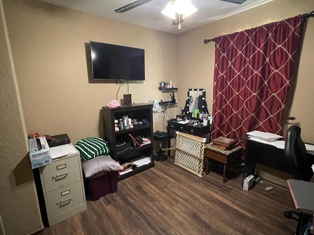 103 Thurman Dr, Walters, OK 73572 - office space with dark wood finished floors and ceiling fan