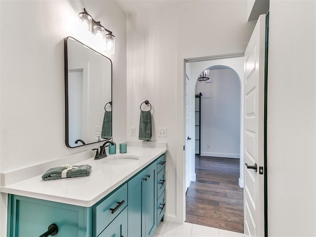 9316 NW 84th St, Yukon, OK 73099 - bathroom with vanity and baseboards