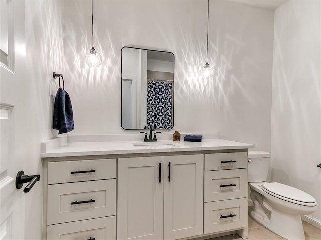 9316 NW 84th St, Yukon, OK 73099 - full bathroom with vanity, toilet, and tile patterned flooring
