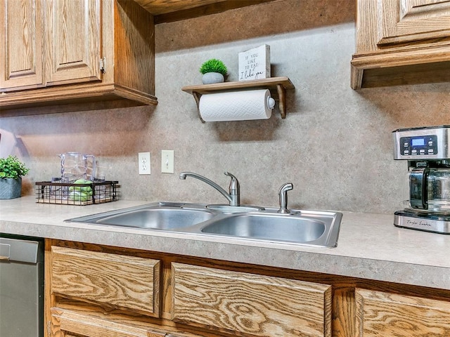 409 NW Jefferson Ave, Piedmont, OK 73078 - kitchen with a sink, light countertops, dishwasher, and open shelves
