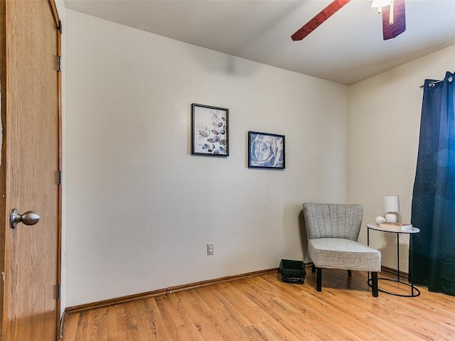 409 NW Jefferson Ave, Piedmont, OK 73078 - sitting room featuring a ceiling fan, light wood finished floors, and baseboards