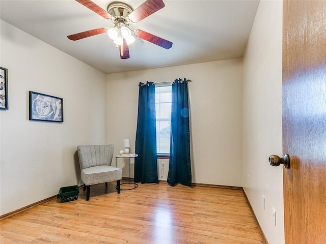 409 NW Jefferson Ave, Piedmont, OK 73078 - living area featuring light wood-style flooring, a ceiling fan, and baseboards
