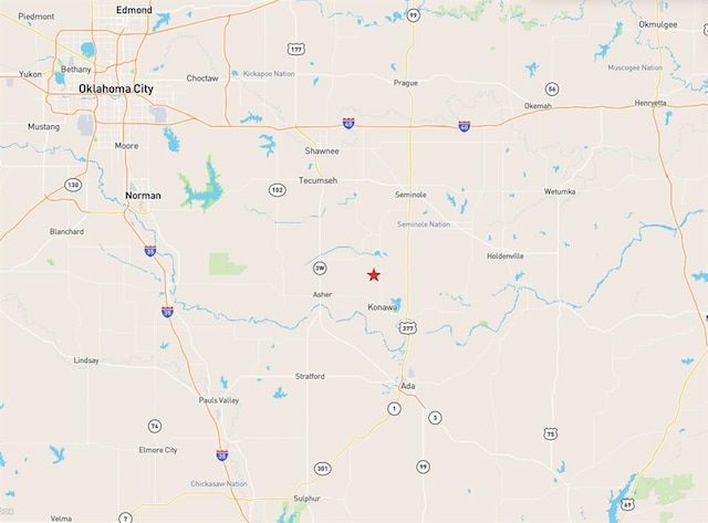 36578 Ns 3500th St, Konawa, OK 74849 - map of property with streets / nearby areas