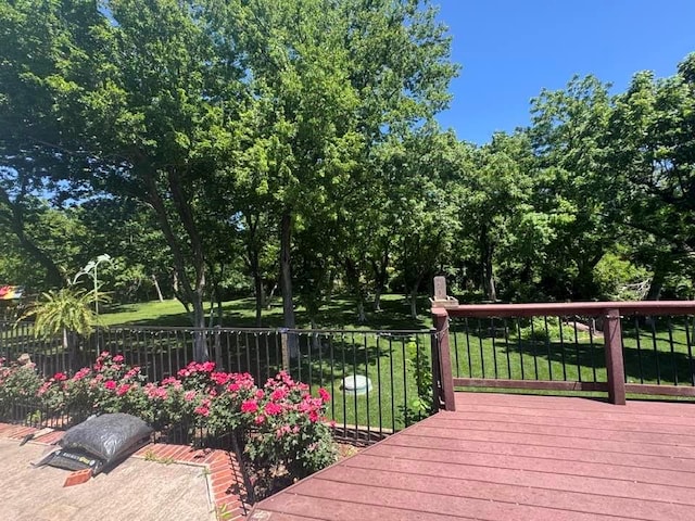 3826 Creek Bank Dr, Edmond, OK 73003 - wooden deck featuring view of scattered trees
