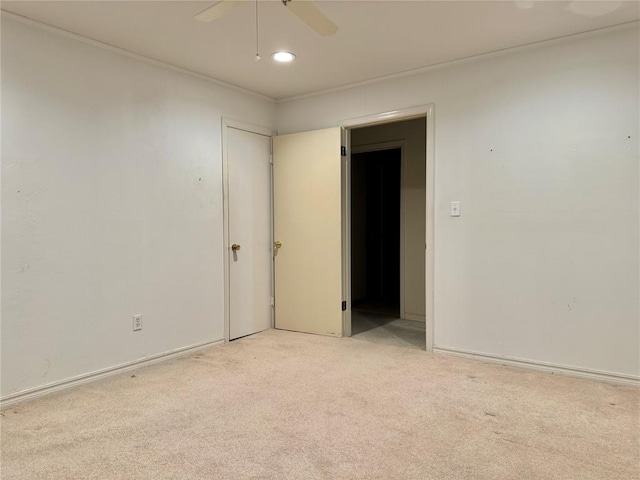 1618 NW 24th St, Lawton, OK 73505 - unfurnished room with light colored carpet, ceiling fan, and recessed lighting