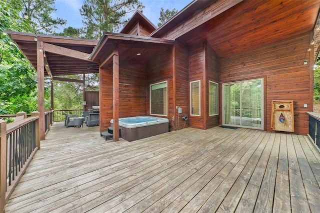 168 Eagle Mountain Trl, Broken Bow, OK 74728 - deck with a hot tub