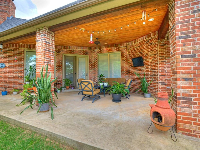 6509 NE 101st St, Oklahoma City, OK 73151 - view of patio featuring an outdoor living space and french doors