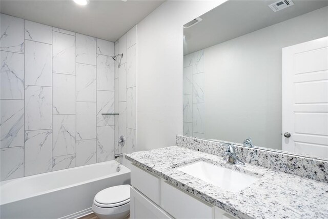 12708 Torretta Way, Yukon, OK 73099 - full bath featuring vanity, toilet,  shower combination, and recessed lighting