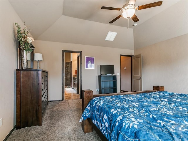 17016 Barcelona Dr, Oklahoma City, OK 73170 - carpeted bedroom with lofted ceiling, baseboards, and ceiling fan