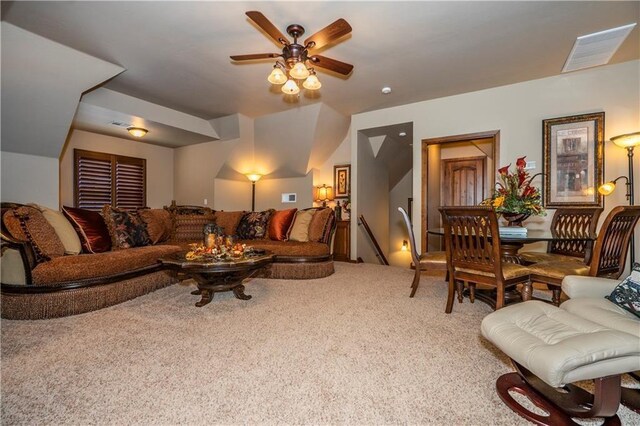16000 SW 25th St, Oklahoma City, OK 73036 - living room featuring ceiling fan and carpet flooring
