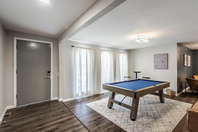 9800 Hummingbird Ln, Oklahoma City, OK 73162 - rec room with baseboards, wood finished floors, and pool table