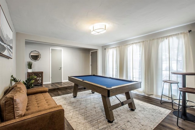9800 Hummingbird Ln, Oklahoma City, OK 73162 - rec room featuring billiards, wood finished floors, and baseboards