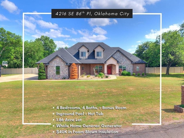 4216 SE 86th Pl, Oklahoma City, OK 73135 - view of front of home with stone siding and concrete driveway