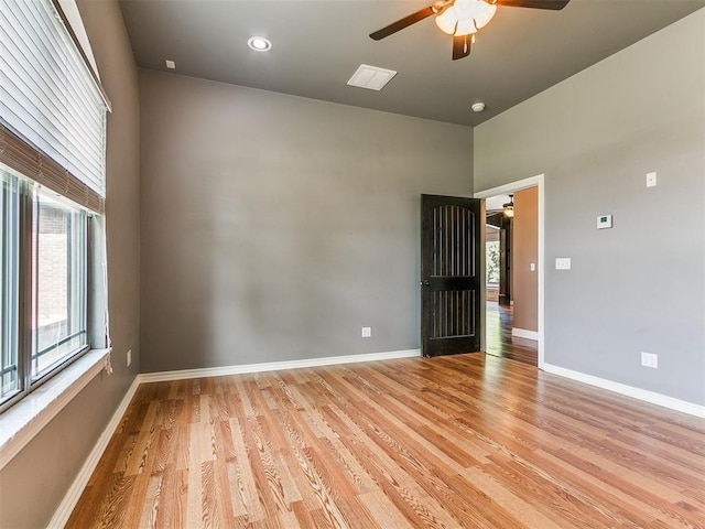 4216 SE 86th Pl, Oklahoma City, OK 73135 - spare room with ceiling fan, light wood-style flooring, baseboards, and recessed lighting