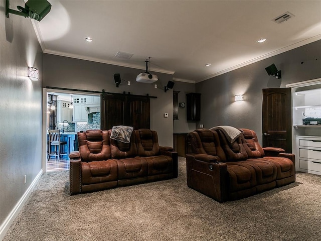 4216 SE 86th Pl, Oklahoma City, OK 73135 - carpeted living area with crown molding, recessed lighting, and baseboards