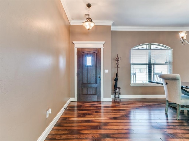 4216 SE 86th Pl, Oklahoma City, OK 73135 - foyer entrance with hardwood / wood-style floors, ornamental molding, and baseboards