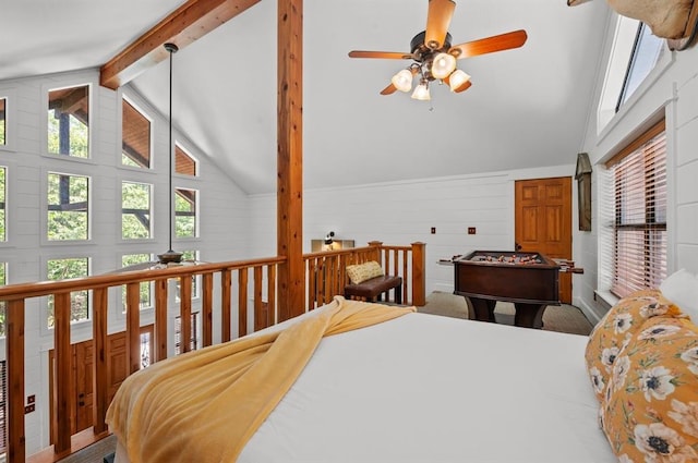 83 Bobber Rd, Broken Bow, OK 74728 - bedroom with beamed ceiling and high vaulted ceiling