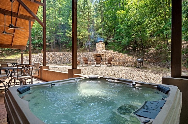 83 Bobber Rd, Broken Bow, OK 74728 - view of swimming pool with a hot tub and a patio