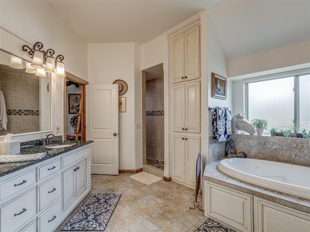 3122 Thornbrooke Blvd, Edmond, OK 73013 - bathroom with a bath, vanity, and a shower stall