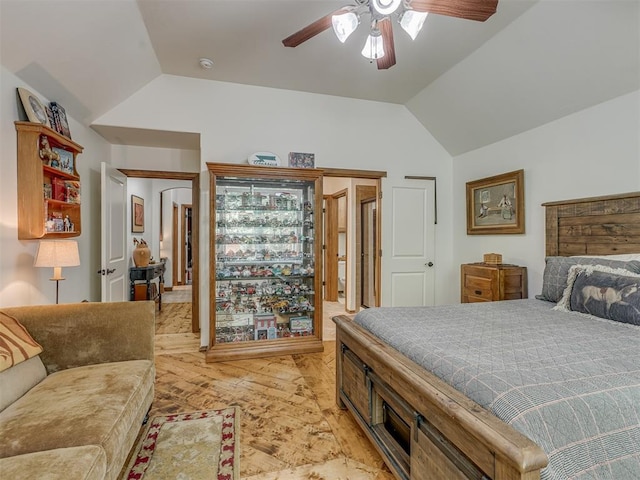 3122 Thornbrooke Blvd, Edmond, OK 73013 - bedroom featuring vaulted ceiling, light wood-style flooring, and ceiling fan