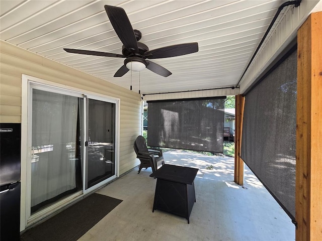 110534 S 4183rd Rd, Checotah, OK 74426 - view of patio / terrace featuring ceiling fan