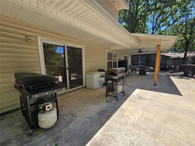 110534 S 4183rd Rd, Checotah, OK 74426 - view of patio / terrace with grilling area and ceiling fan