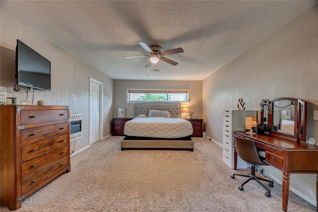 408 S 6th St, Davis, OK 73030 - carpeted bedroom featuring a textured ceiling, baseboards, an office area, a ceiling fan, and a textured wall