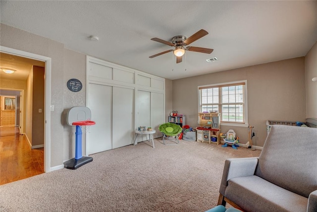 408 S 6th St, Davis, OK 73030 - sitting room featuring ceiling fan, carpet, and baseboards