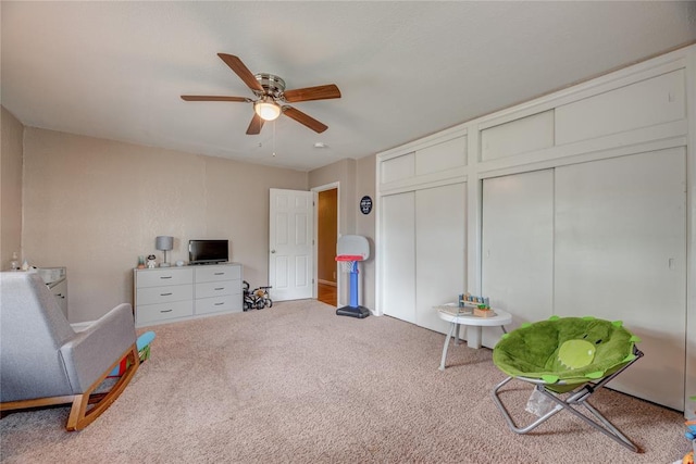 408 S 6th St, Davis, OK 73030 - living area with ceiling fan and carpet floors