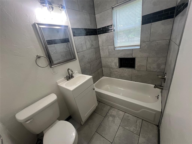 6505 NW 34th St, Bethany, OK 73008 - bathroom with toilet, vanity, and shower / bathtub combination