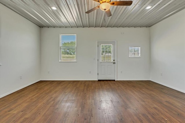 2273 County Road 1240, Blanchard, OK 73010 - unfurnished room with wood finished floors, a ceiling fan, baseboards, and recessed lighting